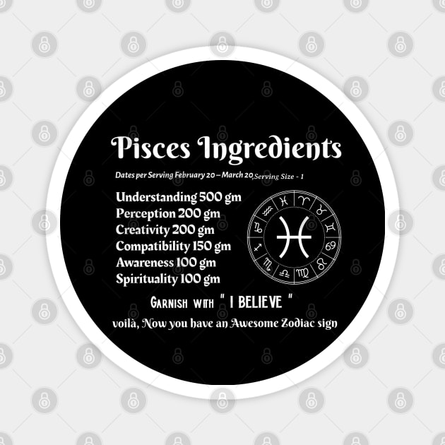 Pisces Ingredients Magnet by Ink by Evanliy